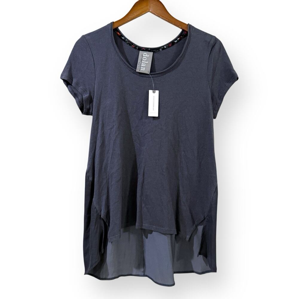 NWT Anthropologie Dolan Left Coast Hi Low Tunic Top Size S Charcoal Gray Blouse